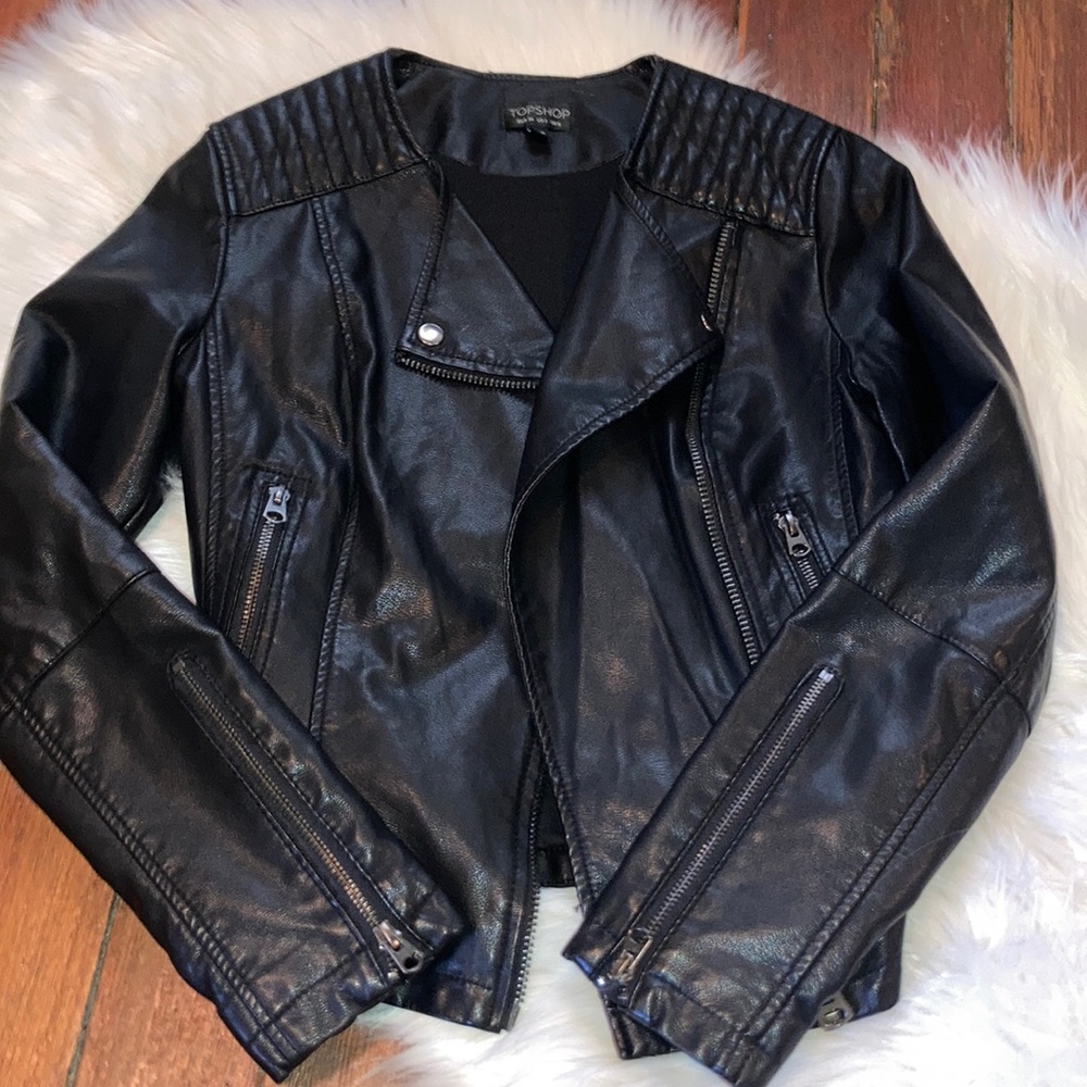 Topshop Faux Leather jacket size 2
